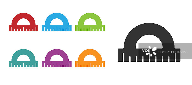 用于测量角度的黑色量角器网格图标图片素材