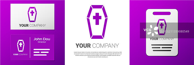 带基督教十字架的棺材图标标志图片素材