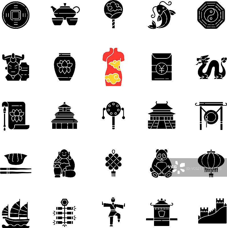 中国黑色图标集图片素材