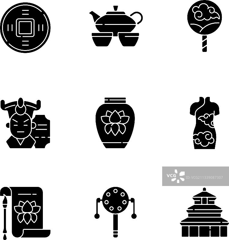 中国传统黑色字形图标白色背景图片素材