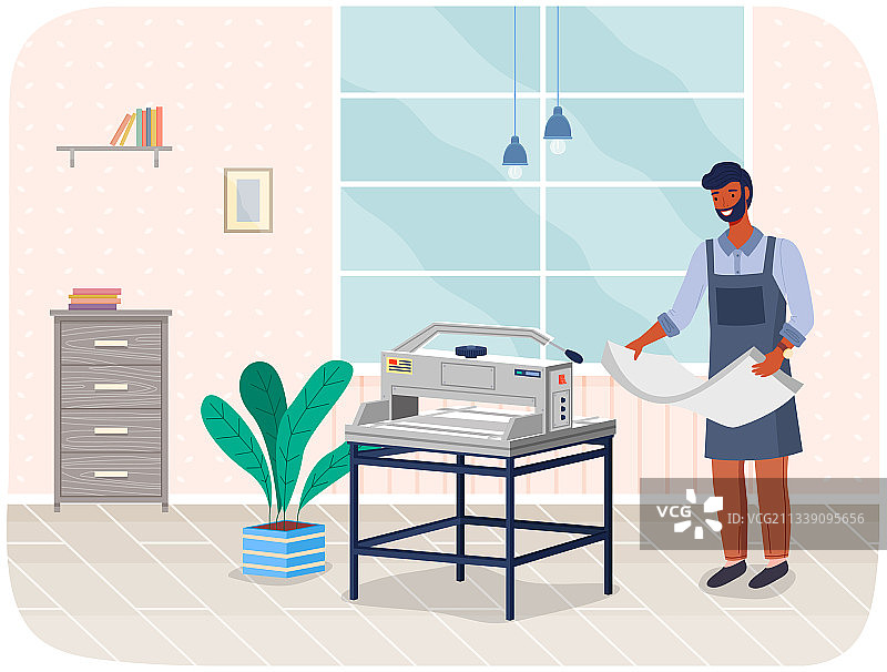 印刷工作室里的男人印刷工人图片素材