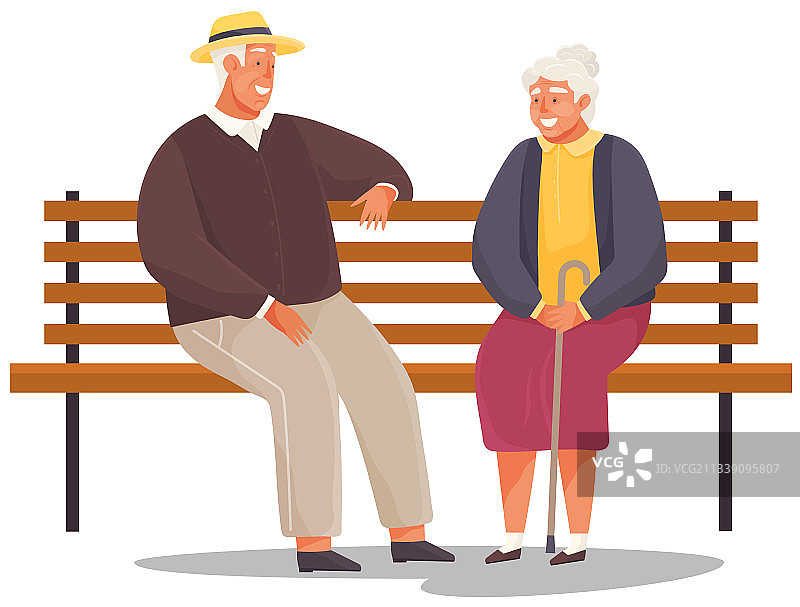 老妇人和老人在休息、坐着和交谈图片素材