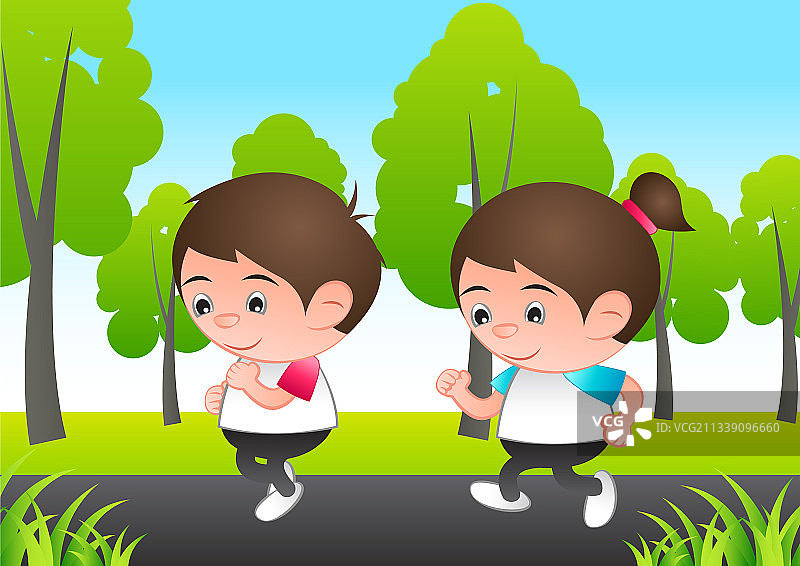 卡通跑步男孩女孩气泡头像图片素材