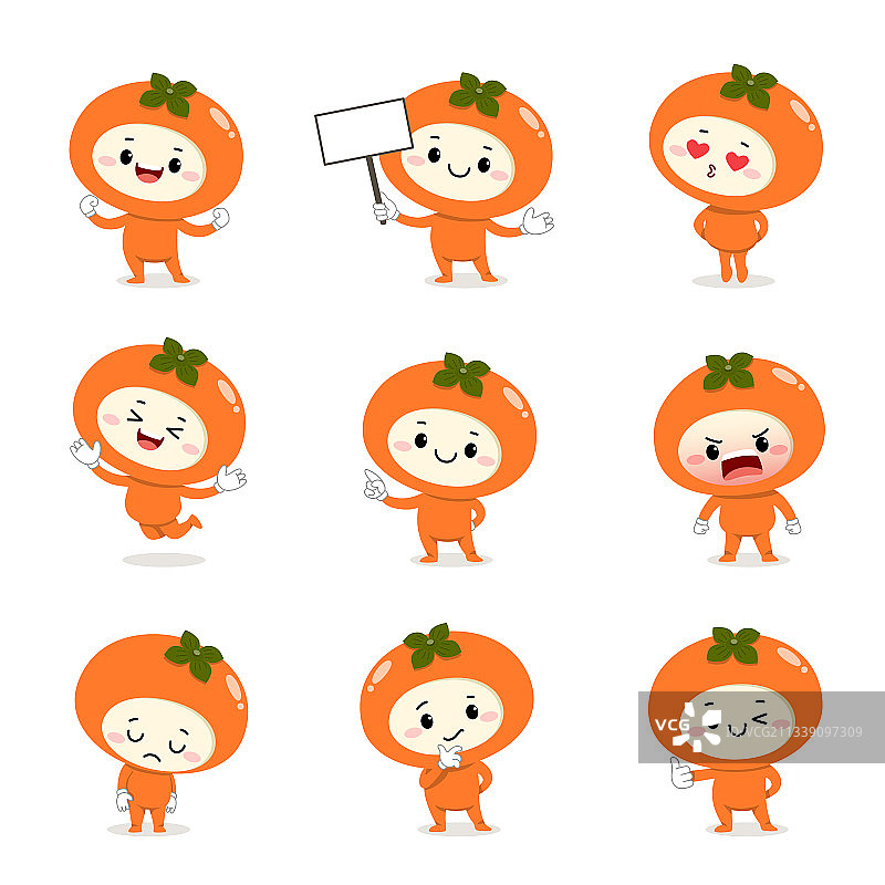 可爱柿子卡通人物合集图片素材