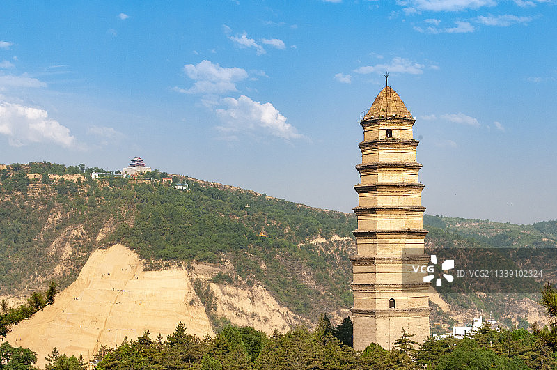 2009-06-14中国，陕西省，延安市，宝塔山图片素材