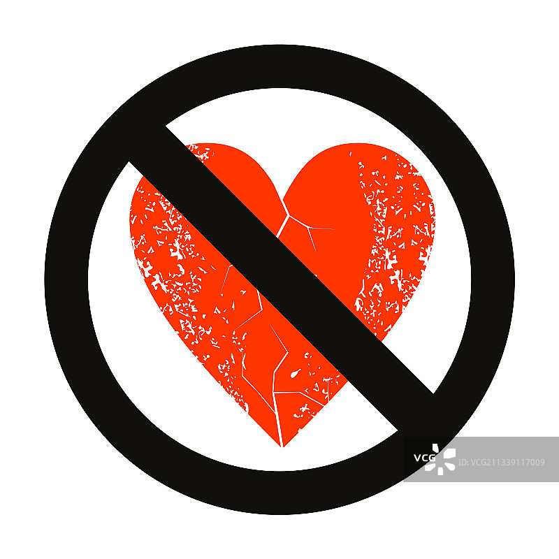 红色心形和禁止标志图片素材