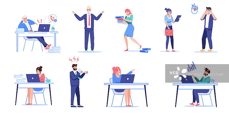扁平卡通办公室职员角色合集图片素材