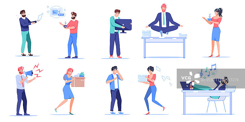 扁平卡通办公室职员角色合集图片素材