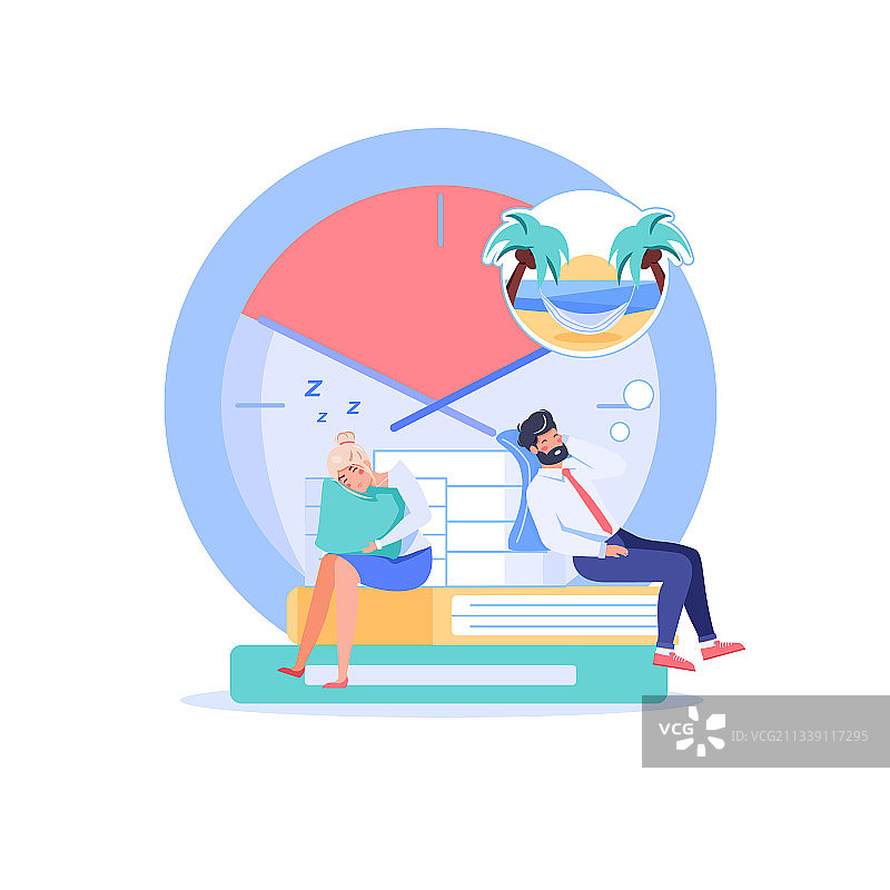 扁平卡通员工角色拖延图片素材