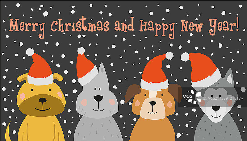 卡通狗圣诞贺卡图片素材