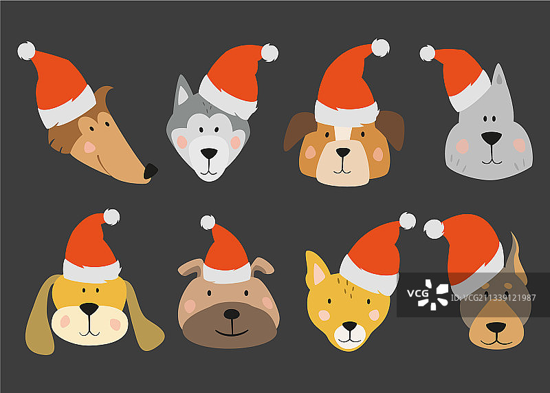 圣诞卡通狗套装图片素材