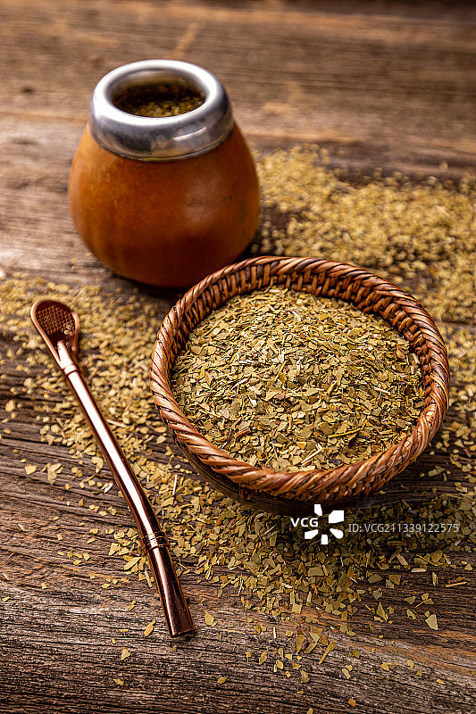 木勺中麦米俯视图图片素材