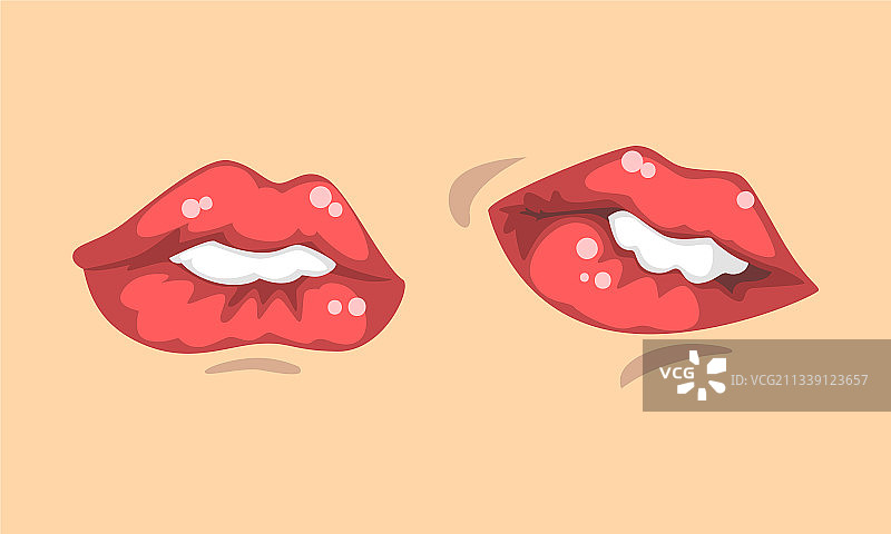 上下嘴唇呈现不同弧度图片素材