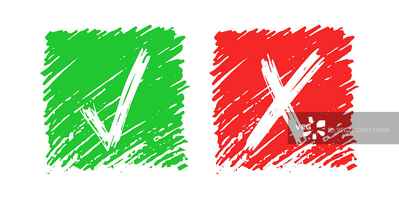 手绘对勾和叉号元素图片素材