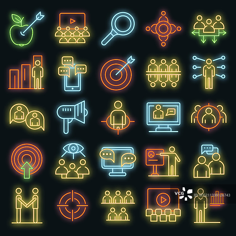 观众图标霓虹灯集图片素材