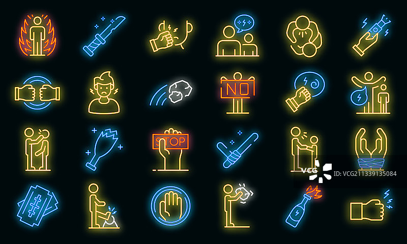 暴力图标霓虹灯效果图片素材