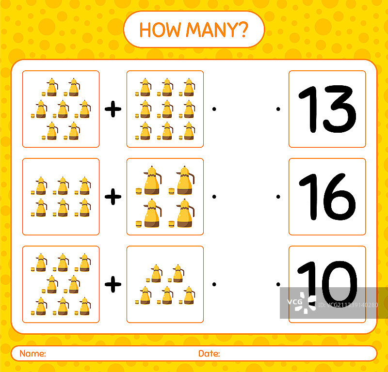 阿拉伯茶壶计数游戏图片素材