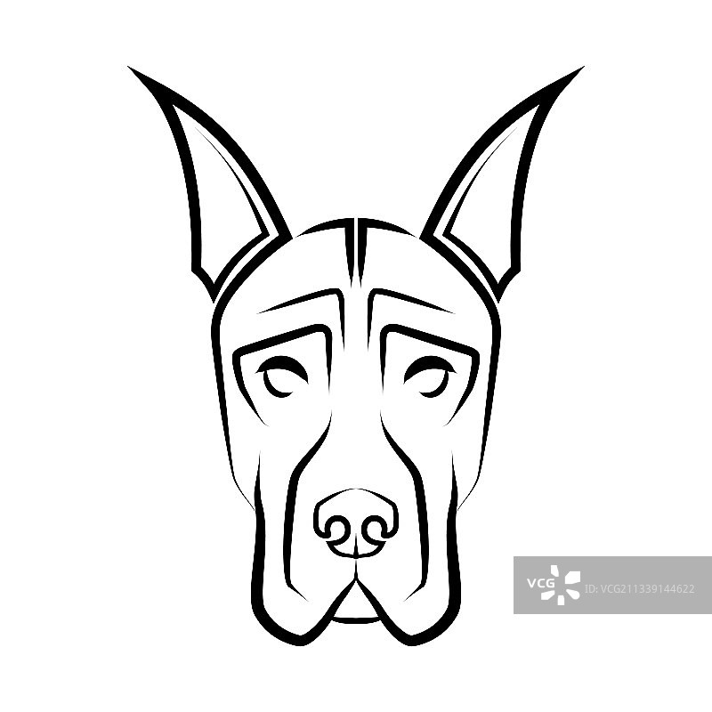 黑白线条艺术大丹犬头图片素材
