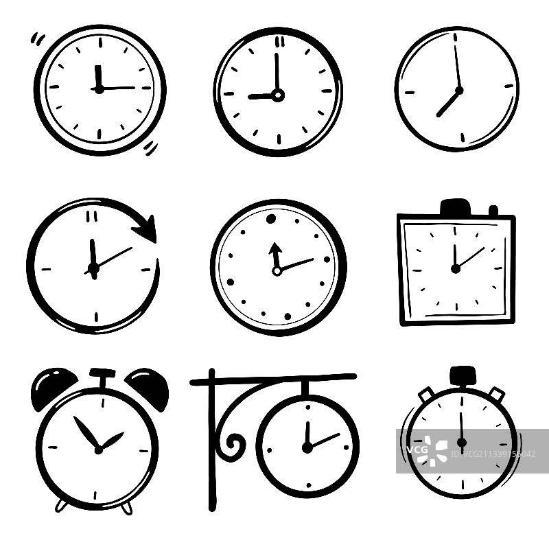 手绘时钟合集图片素材
