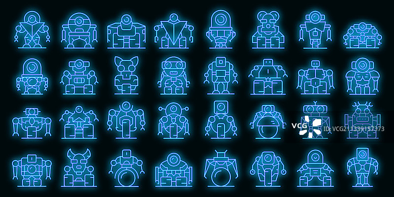 机器人变形金刚霓虹灯图标图片素材
