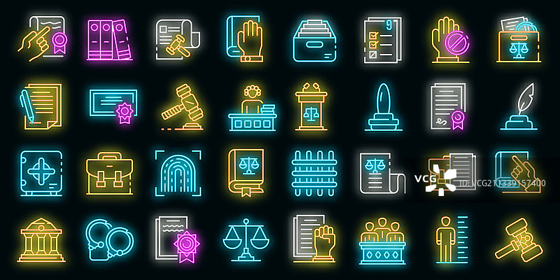法律法规图标霓虹灯效果图片素材