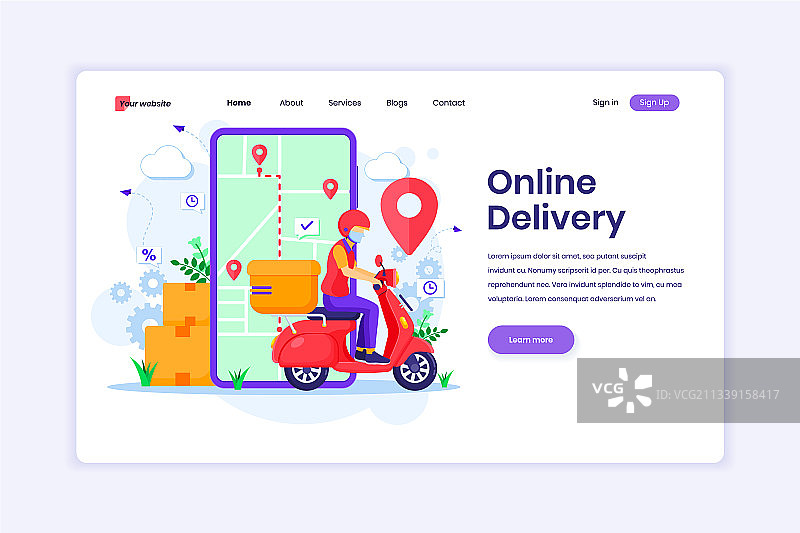 落地页设计概念，在线配送图片素材