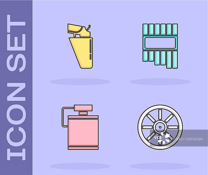 老式木轮左轮手枪在枪套里图片素材