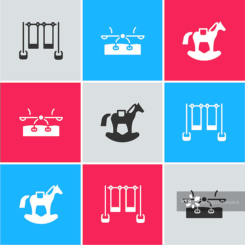 双人秋千、跷跷板、马鞍图标图片素材