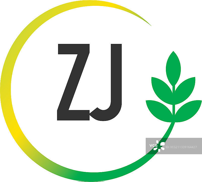 字母ZJ圆形叶子创意标志图片素材