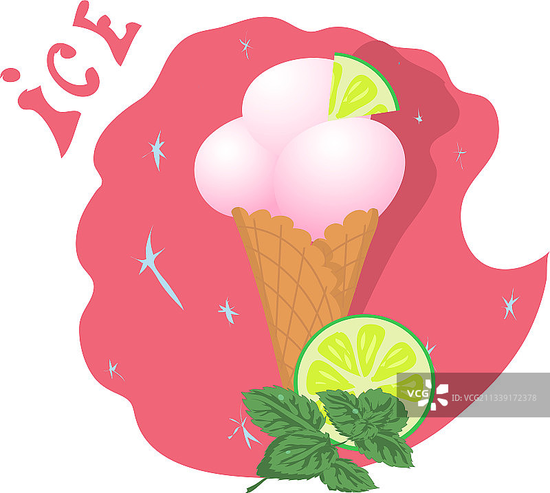 华夫饼杯装青柠薄荷冰淇淋图片素材