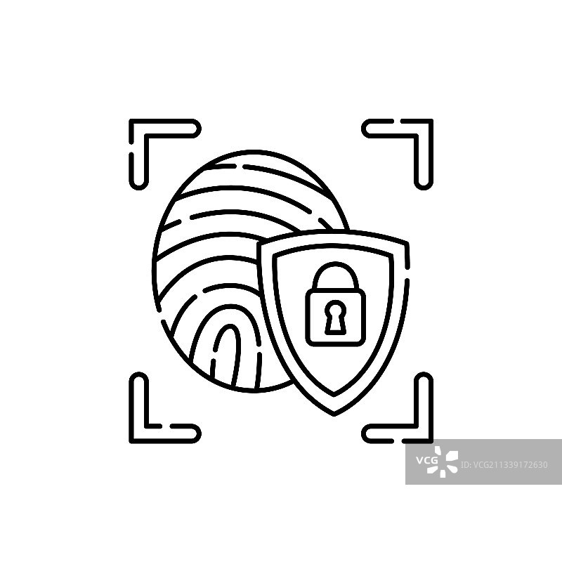 指纹扫描彩色线条图标ID和验证图片素材