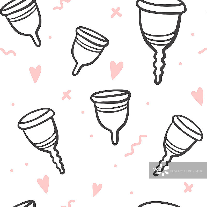 手绘月经杯无缝图案图片素材