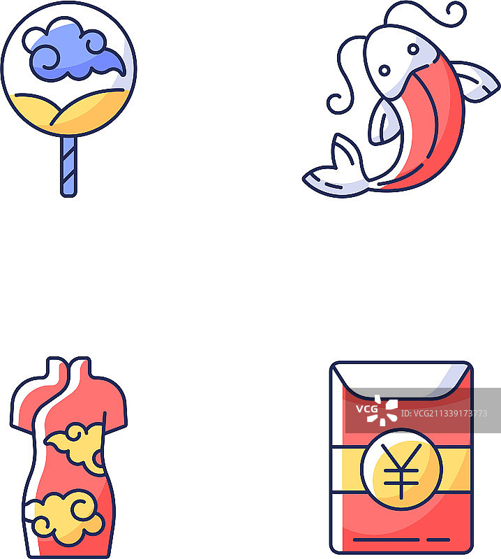 亚洲传统RGB颜色图标集图片素材