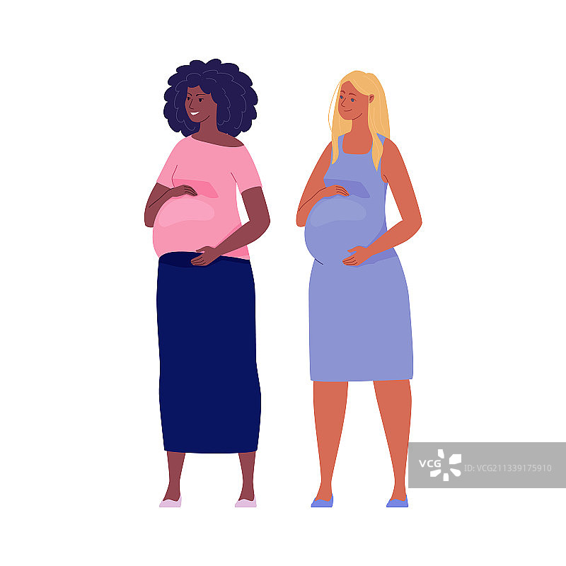 一组美丽的孕妇拥抱大肚子图片素材