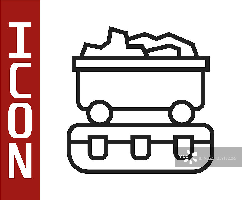 白色背景上的黑色线条运煤火车车厢图标图片素材