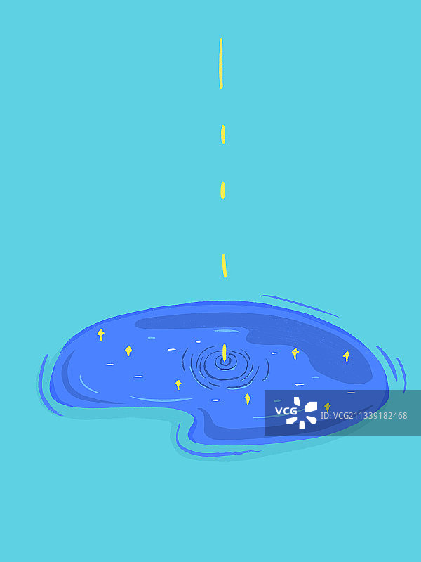 地面上雨后形成的蓝色水坑星星闪烁图片素材