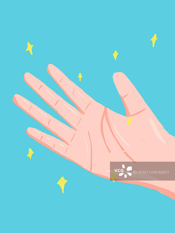 一只大大的闪闪发光的手掌特写图片素材