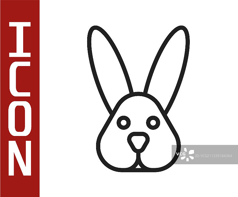 带有兔子图标的黑色线条无动物实验标志图片素材