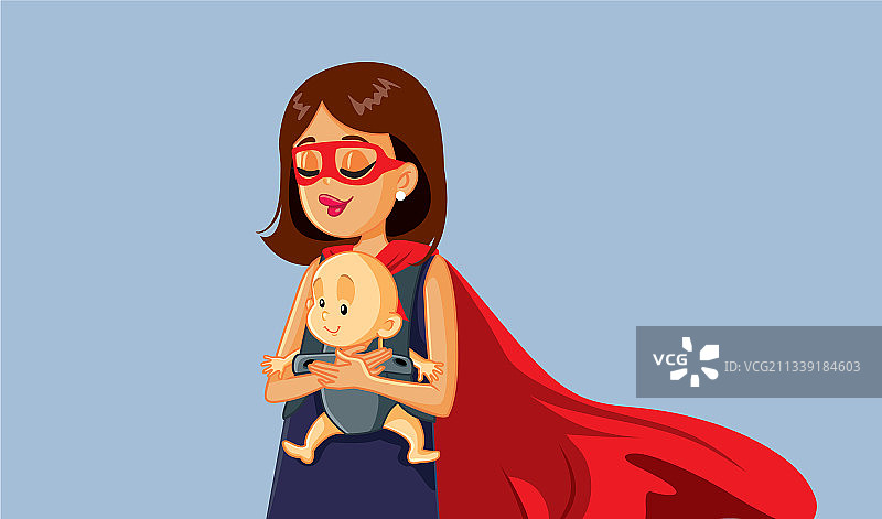 妈妈抱着婴儿背带图片素材