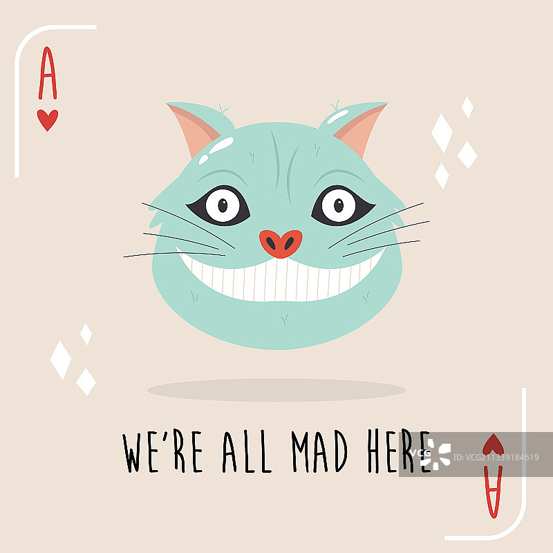 爱丽丝柴郡猫多彩构图图片素材