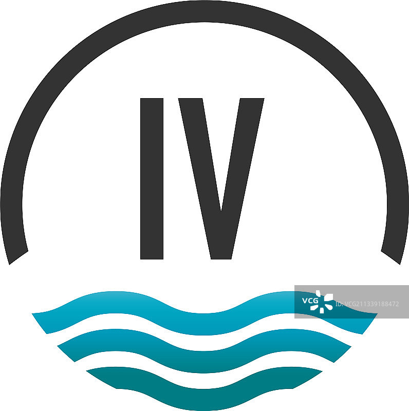 首字母IV创意圆形海滩太阳图片素材