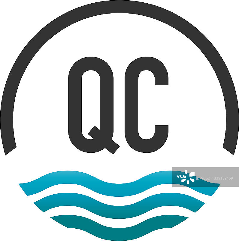 字母QC创意圆形海滩太阳logo图片素材