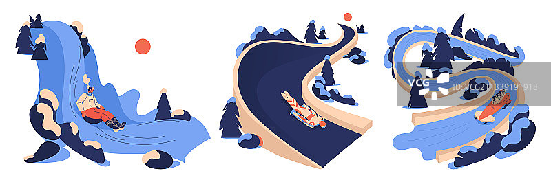 冬季骑行的女性场景概念图片素材