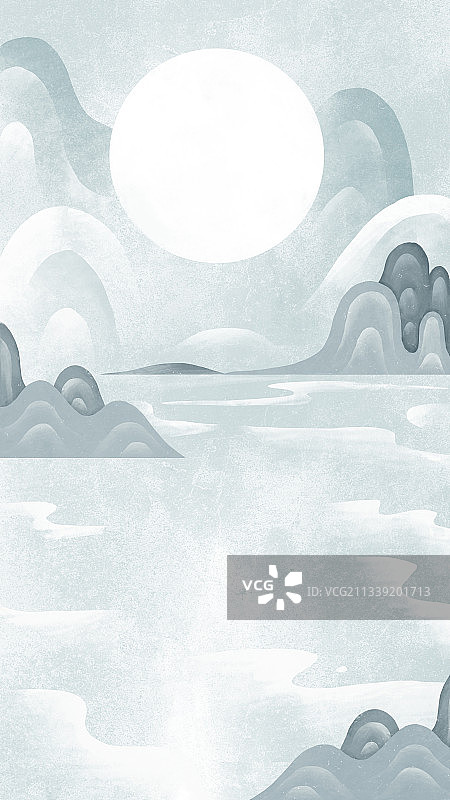 山水背景插画图片素材