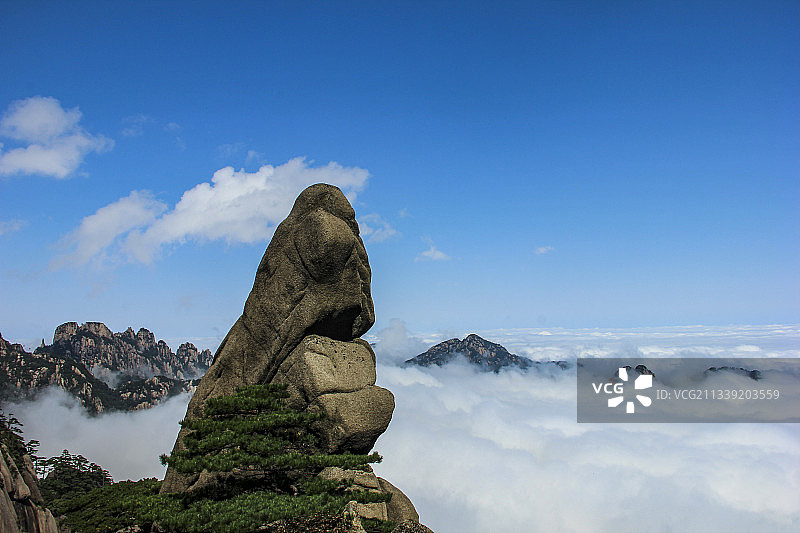 黄山，奇石，自然，云海，奇观，旅游目的地，蓝天图片素材