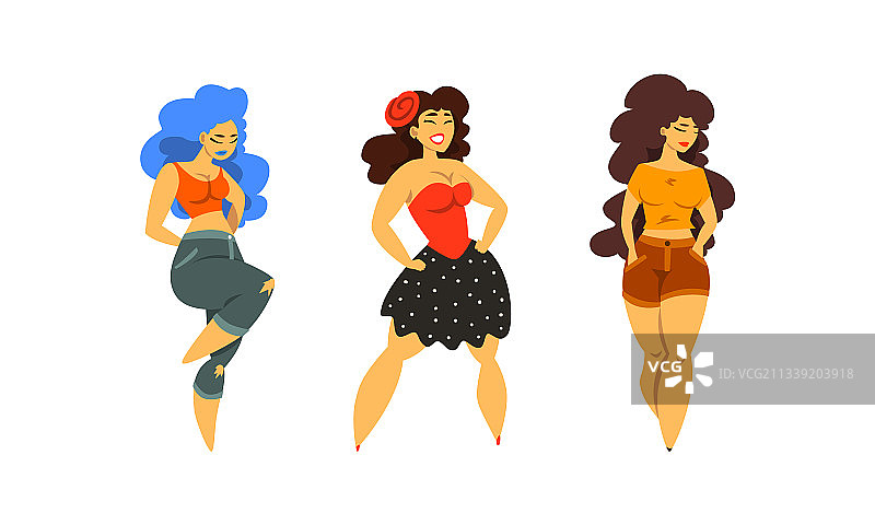 大码女模特摆姿势微笑图片素材