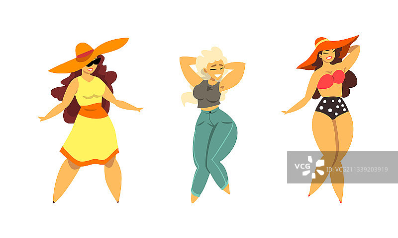 大码女模特摆姿势微笑图片素材