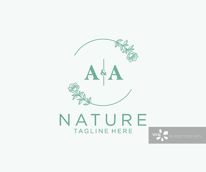 AA字母组合植物风格女性标志图片素材