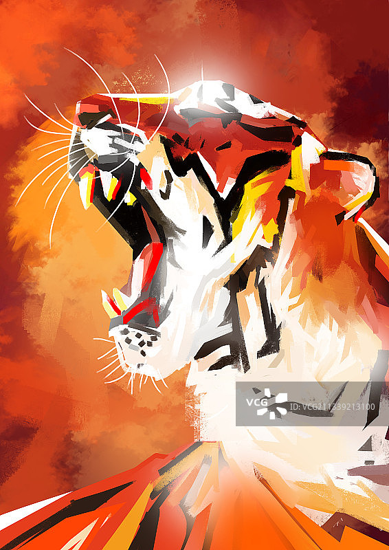 2022年老虎新年虎年新春色彩艳丽几何数字概念创意插画图片素材