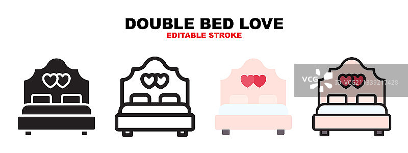 不同风格的双人床爱情图标图片素材